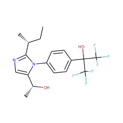 CC[C@@H](C)c1ncc([C@@H](C)O)n1-c1ccc(C(O)(C(F)(F)F)C(F)(F)F)cc1 ZINC000028569376