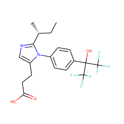 CC[C@@H](C)c1ncc(CCC(=O)O)n1-c1ccc(C(O)(C(F)(F)F)C(F)(F)F)cc1 ZINC000028569483