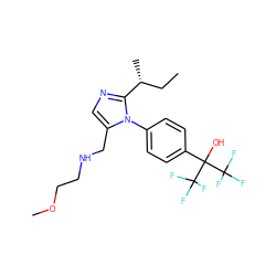 CC[C@@H](C)c1ncc(CNCCOC)n1-c1ccc(C(O)(C(F)(F)F)C(F)(F)F)cc1 ZINC000028569225