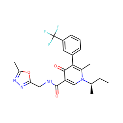 CC[C@@H](C)n1cc(C(=O)NCc2nnc(C)o2)c(=O)c(-c2cccc(C(F)(F)F)c2)c1C ZINC000149812800