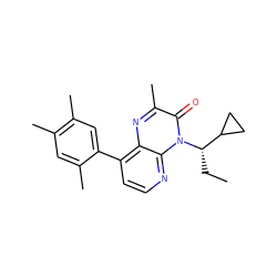 CC[C@@H](C1CC1)n1c(=O)c(C)nc2c(-c3cc(C)c(C)cc3C)ccnc21 ZINC000084688049