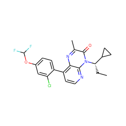 CC[C@@H](C1CC1)n1c(=O)c(C)nc2c(-c3ccc(OC(F)F)cc3Cl)ccnc21 ZINC000084687734