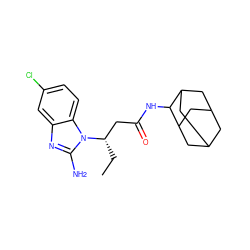 CC[C@@H](CC(=O)NC1C2CC3CC(C2)CC1C3)n1c(N)nc2cc(Cl)ccc21 ZINC000058583445