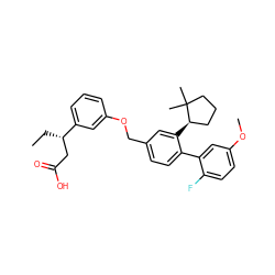 CC[C@@H](CC(=O)O)c1cccc(OCc2ccc(-c3cc(OC)ccc3F)c([C@@H]3CCCC3(C)C)c2)c1 ZINC000140898021