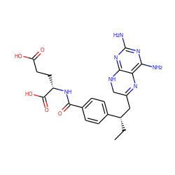 CC[C@@H](CC1=Nc2c(N)nc(N)nc2NC1)c1ccc(C(=O)N[C@@H](CCC(=O)O)C(=O)O)cc1 ZINC000026002850