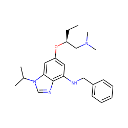 CC[C@@H](CN(C)C)Oc1cc(NCc2ccccc2)c2ncn(C(C)C)c2c1 ZINC000061949071