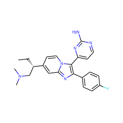 CC[C@@H](CN(C)C)c1ccn2c(-c3ccnc(N)n3)c(-c3ccc(F)cc3)nc2c1 ZINC000040974446