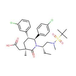 CC[C@@H](CN(C)S(=O)(=O)C(C)(C)C)N1C(=O)[C@@](C)(CC(=O)O)C[C@H](c2cccc(Cl)c2)[C@H]1c1ccc(Cl)cc1 ZINC000103243819