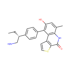 CC[C@@H](CN)c1ccc(-c2c(O)cc(C)c3[nH]c(=O)c4sccc4c23)cc1 ZINC000149766307