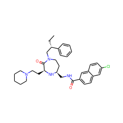 CC[C@@H](CN1CC[C@@H](CNC(=O)c2ccc3cc(Cl)ccc3c2)N[C@@H](CCN2CCCCC2)C1=O)c1ccccc1 ZINC000118685446