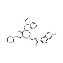 CC[C@@H](CN1CC[C@H](CNC(=O)c2ccc3cc(Cl)ccc3c2)N[C@@H](CCN2CCCCC2)C1=O)c1ccccc1 ZINC000118692709