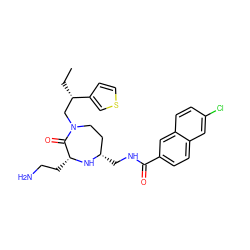 CC[C@@H](CN1CC[C@H](CNC(=O)c2ccc3cc(Cl)ccc3c2)N[C@H](CCN)C1=O)c1ccsc1 ZINC000206912020