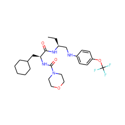 CC[C@@H](CNc1ccc(OC(F)(F)F)cc1)NC(=O)[C@H](CC1CCCCC1)NC(=O)N1CCOCC1 ZINC000014971978