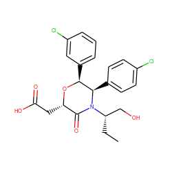 CC[C@@H](CO)N1C(=O)[C@H](CC(=O)O)O[C@@H](c2cccc(Cl)c2)[C@H]1c1ccc(Cl)cc1 ZINC000095605306