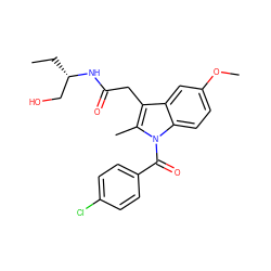 CC[C@@H](CO)NC(=O)Cc1c(C)n(C(=O)c2ccc(Cl)cc2)c2ccc(OC)cc12 ZINC000013441196