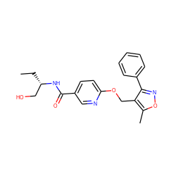 CC[C@@H](CO)NC(=O)c1ccc(OCc2c(-c3ccccc3)noc2C)nc1 ZINC000141316582