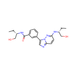 CC[C@@H](CO)NC(=O)c1cccc(-c2cnc3ccc(N[C@H](CC)CO)nn23)c1 ZINC001772570816