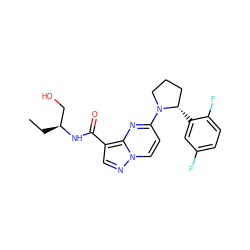 CC[C@@H](CO)NC(=O)c1cnn2ccc(N3CCC[C@@H]3c3cc(F)ccc3F)nc12 ZINC000169704250