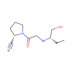 CC[C@@H](CO)NCC(=O)N1CCC[C@H]1C#N ZINC000013522894