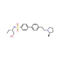 CC[C@@H](CO)NS(=O)(=O)c1ccc(-c2ccc(CCN3CCC[C@H]3C)cc2)cc1 ZINC000072179302