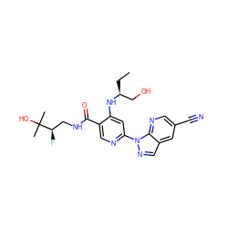 CC[C@@H](CO)Nc1cc(-n2ncc3cc(C#N)cnc32)ncc1C(=O)NC[C@@H](F)C(C)(C)O ZINC001772649263