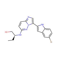 CC[C@@H](CO)Nc1ccc2ncc(-c3cc4cc(Br)ccc4[nH]3)n2n1 ZINC001772588945