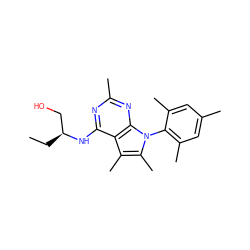 CC[C@@H](CO)Nc1nc(C)nc2c1c(C)c(C)n2-c1c(C)cc(C)cc1C ZINC000013795076