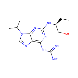 CC[C@@H](CO)Nc1nc(NC(=N)N)c2ncn(C(C)C)c2n1 ZINC000095586327