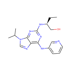 CC[C@@H](CO)Nc1nc(Nc2cccnc2)c2ncn(C(C)C)c2n1 ZINC000095593901