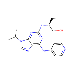 CC[C@@H](CO)Nc1nc(Nc2ccncc2)c2ncn(C(C)C)c2n1 ZINC000095594385