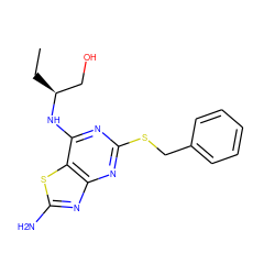 CC[C@@H](CO)Nc1nc(SCc2ccccc2)nc2nc(N)sc12 ZINC000028568846