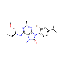 CC[C@@H](COC)Nc1nc(C)nc2c1n(C)c(=O)n2-c1ccc(C(C)C)cc1Br ZINC000028087152