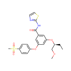 CC[C@@H](COC)Oc1cc(Oc2ccc(S(C)(=O)=O)cc2)cc(C(=O)Nc2nccs2)c1 ZINC000042989931