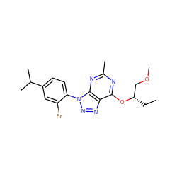 CC[C@@H](COC)Oc1nc(C)nc2c1nnn2-c1ccc(C(C)C)cc1Br ZINC000013794882