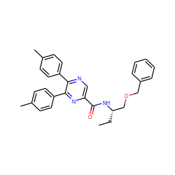 CC[C@@H](COCc1ccccc1)NC(=O)c1cnc(-c2ccc(C)cc2)c(-c2ccc(C)cc2)n1 ZINC000028900268