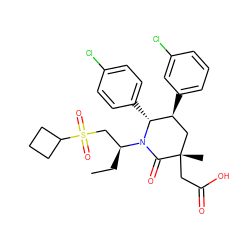 CC[C@@H](CS(=O)(=O)C1CCC1)N1C(=O)[C@@](C)(CC(=O)O)C[C@H](c2cccc(Cl)c2)[C@H]1c1ccc(Cl)cc1 ZINC000103243853