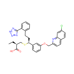 CC[C@@H](CS[C@@H](CCc1ccccc1-c1nn[nH]n1)c1cccc(OCc2ccc3ccc(Cl)cc3n2)c1)C(=O)O ZINC000036268452