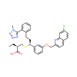 CC[C@@H](CS[C@@H](CCc1ccccc1-c1nnnn1C)c1cccc(OCc2ccc3ccc(Cl)cc3n2)c1)C(=O)O ZINC000036268409