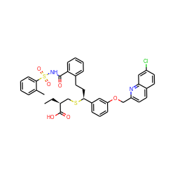 CC[C@@H](CS[C@@H](CCc1ccccc1C(=O)NS(=O)(=O)c1ccccc1C)c1cccc(OCc2ccc3ccc(Cl)cc3n2)c1)C(=O)O ZINC000049807434