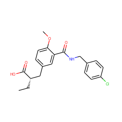 CC[C@@H](Cc1ccc(OC)c(C(=O)NCc2ccc(Cl)cc2)c1)C(=O)O ZINC000000595451