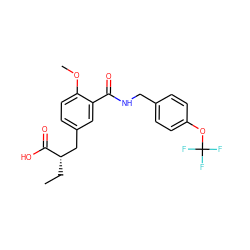 CC[C@@H](Cc1ccc(OC)c(C(=O)NCc2ccc(OC(F)(F)F)cc2)c1)C(=O)O ZINC000012358329