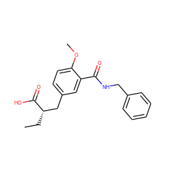 CC[C@@H](Cc1ccc(OC)c(C(=O)NCc2ccccc2)c1)C(=O)O ZINC000000003515