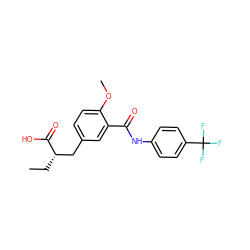 CC[C@@H](Cc1ccc(OC)c(C(=O)Nc2ccc(C(F)(F)F)cc2)c1)C(=O)O ZINC000000595450