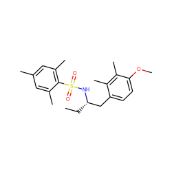 CC[C@@H](Cc1ccc(OC)c(C)c1C)NS(=O)(=O)c1c(C)cc(C)cc1C ZINC000103251374