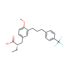 CC[C@@H](Cc1ccc(OC)c(CCCc2ccc(C(F)(F)F)cc2)c1)C(=O)O ZINC000012358317