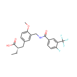 CC[C@@H](Cc1ccc(OC)c(CNC(=O)c2ccc(F)c(C(F)(F)F)c2)c1)C(=O)O ZINC000028569369