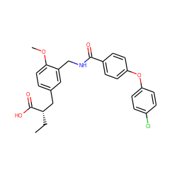 CC[C@@H](Cc1ccc(OC)c(CNC(=O)c2ccc(Oc3ccc(Cl)cc3)cc2)c1)C(=O)O ZINC000071331954