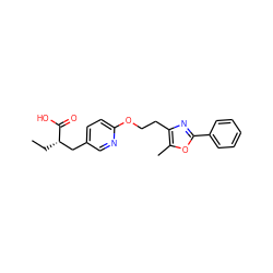 CC[C@@H](Cc1ccc(OCCc2nc(-c3ccccc3)oc2C)nc1)C(=O)O ZINC000034717804