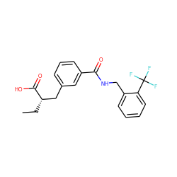 CC[C@@H](Cc1cccc(C(=O)NCc2ccccc2C(F)(F)F)c1)C(=O)O ZINC000653801650