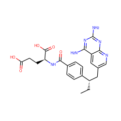 CC[C@@H](Cc1cnc2nc(N)nc(N)c2c1)c1ccc(C(=O)N[C@@H](CCC(=O)O)C(=O)O)cc1 ZINC000013448331